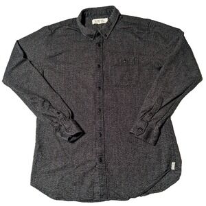 EZEKIEL Men Large Charcoal Heavyweight Cotton Long Sleeve Button Down Shirt